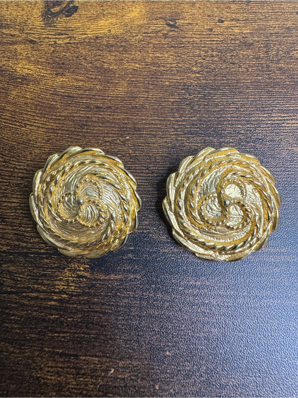 Vintage Gold Swirl Clip-On Earrings